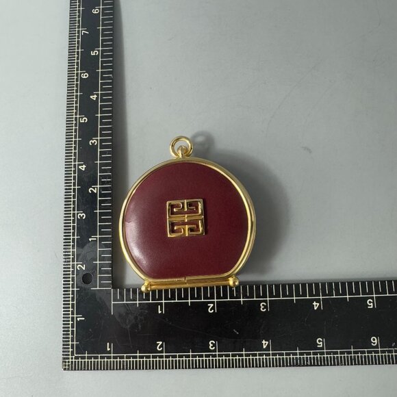Authentic Vintage GIVENCHY Coin Case Wallet Purse 4G Logo Bordeaux Gold Leather - Picture 2 of 14